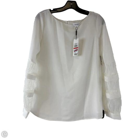 Top Long Sleeve By Calvin Klein In White, Size: Xs