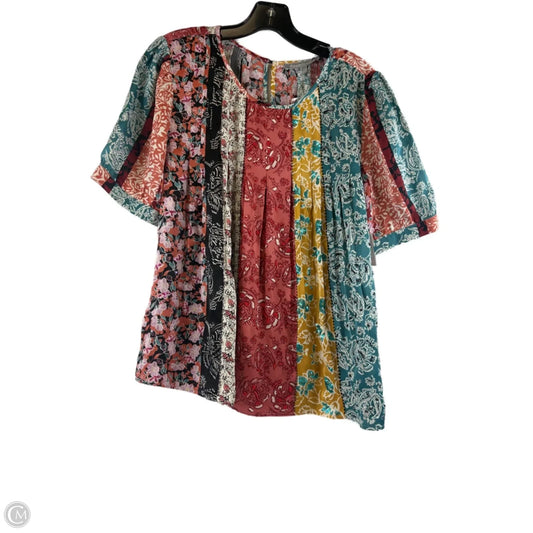 Top Short Sleeve By Daniel Rainn In Blue & Gold, Size: M