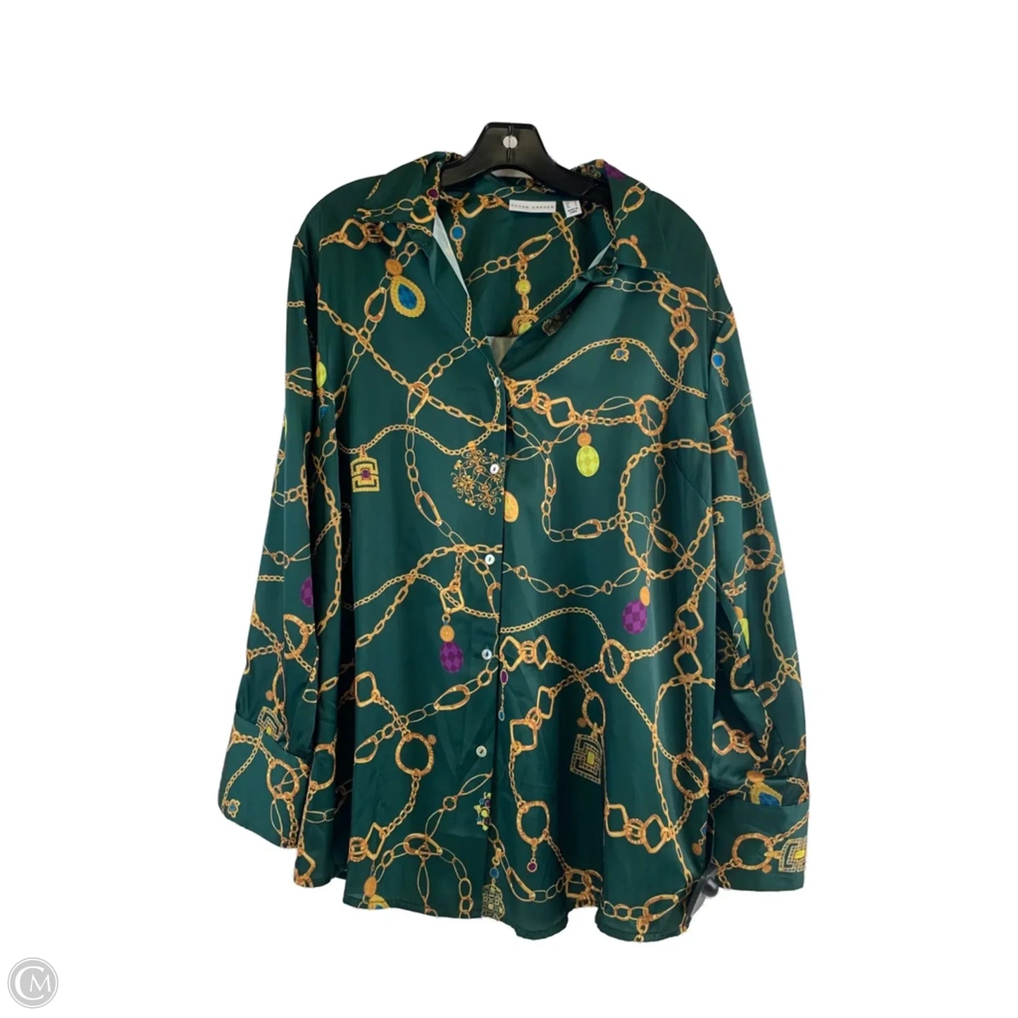Top Long Sleeve By Susan Graver In Gold & Green, Size: M