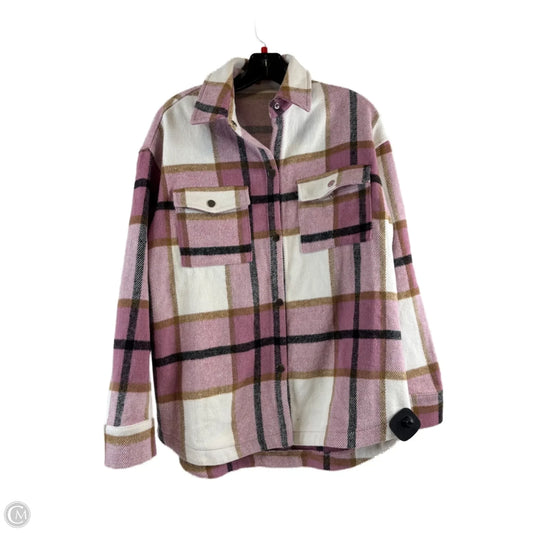 Jacket Shirt By Bailey Rose In Pink & Tan, Size: S