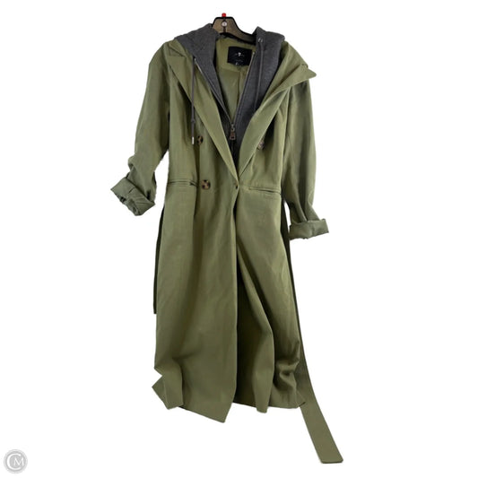 Coat Trench Coat By 7 For All Mankind In Green & Grey, Size: S