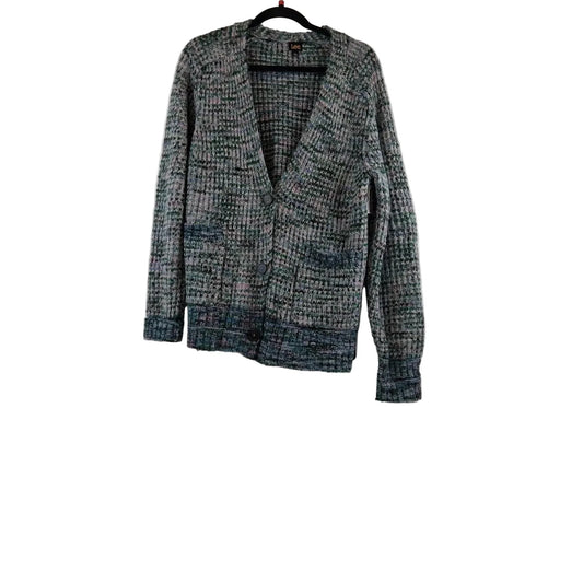 Sweater Cardigan By Lee In Blue & Purple, Size: L