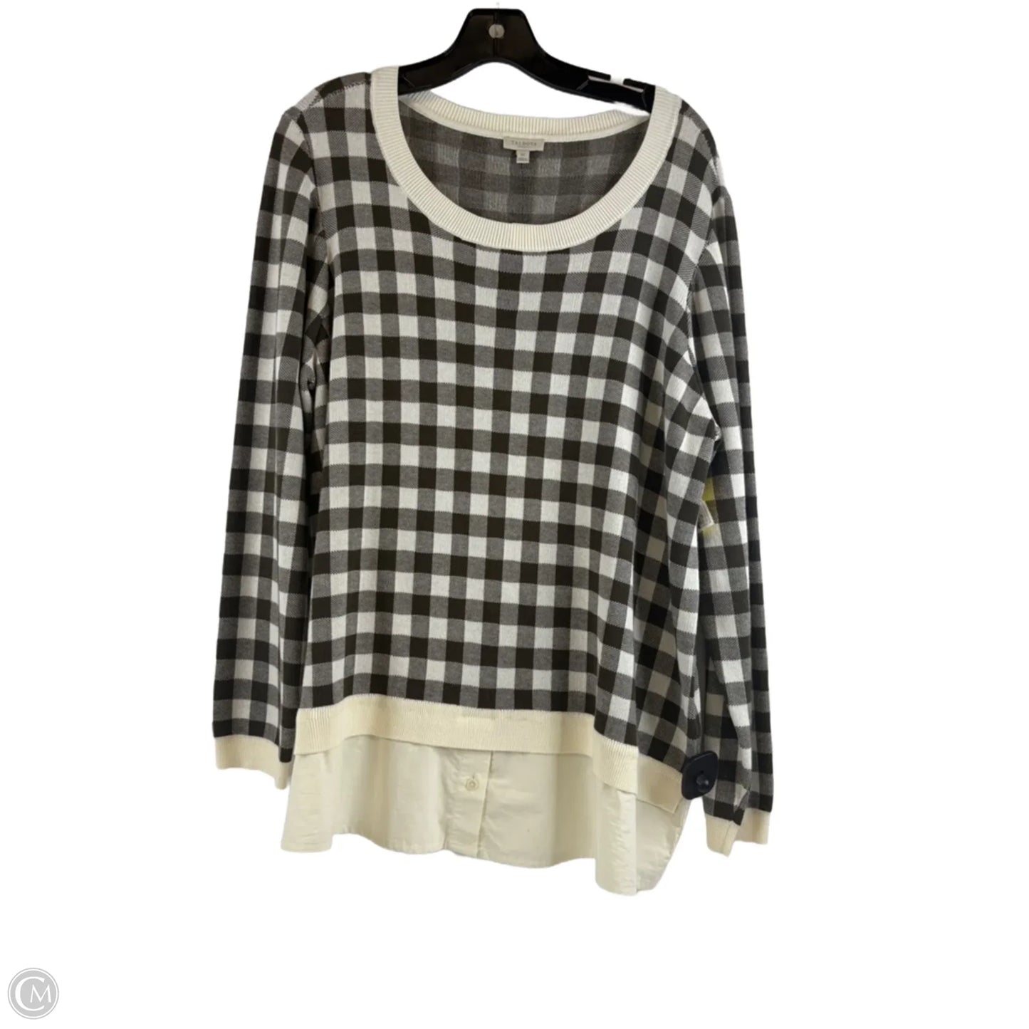 Top Long Sleeve By Talbots In Green & White, Size: 1x