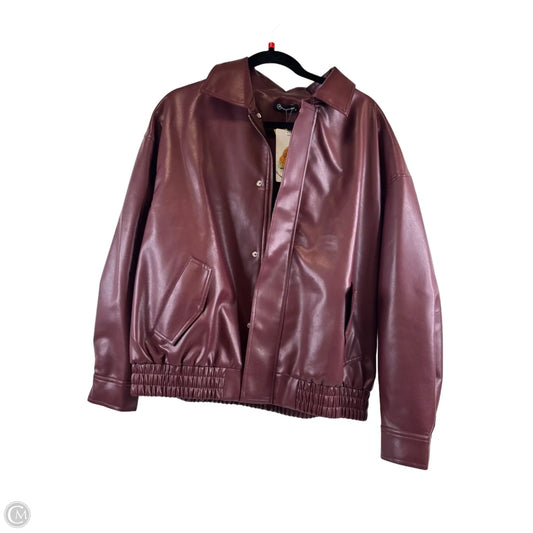 Jacket Moto By Prettygarden In Maroon, Size: M