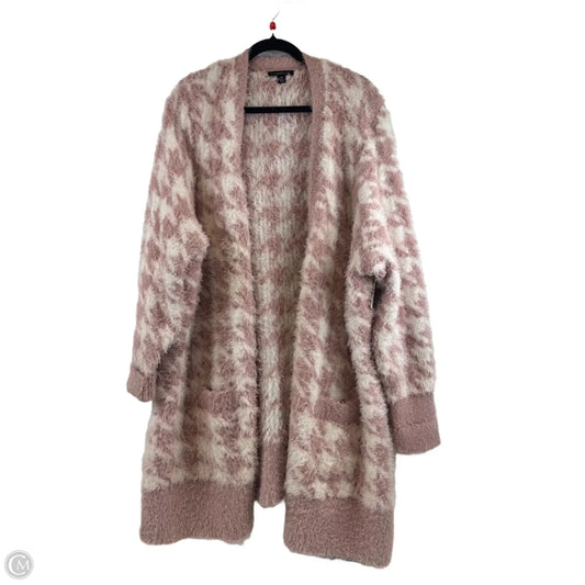 Sweater Cardigan By Isaac Mizrahi Live Qvc In Pink & White, Size: 3x