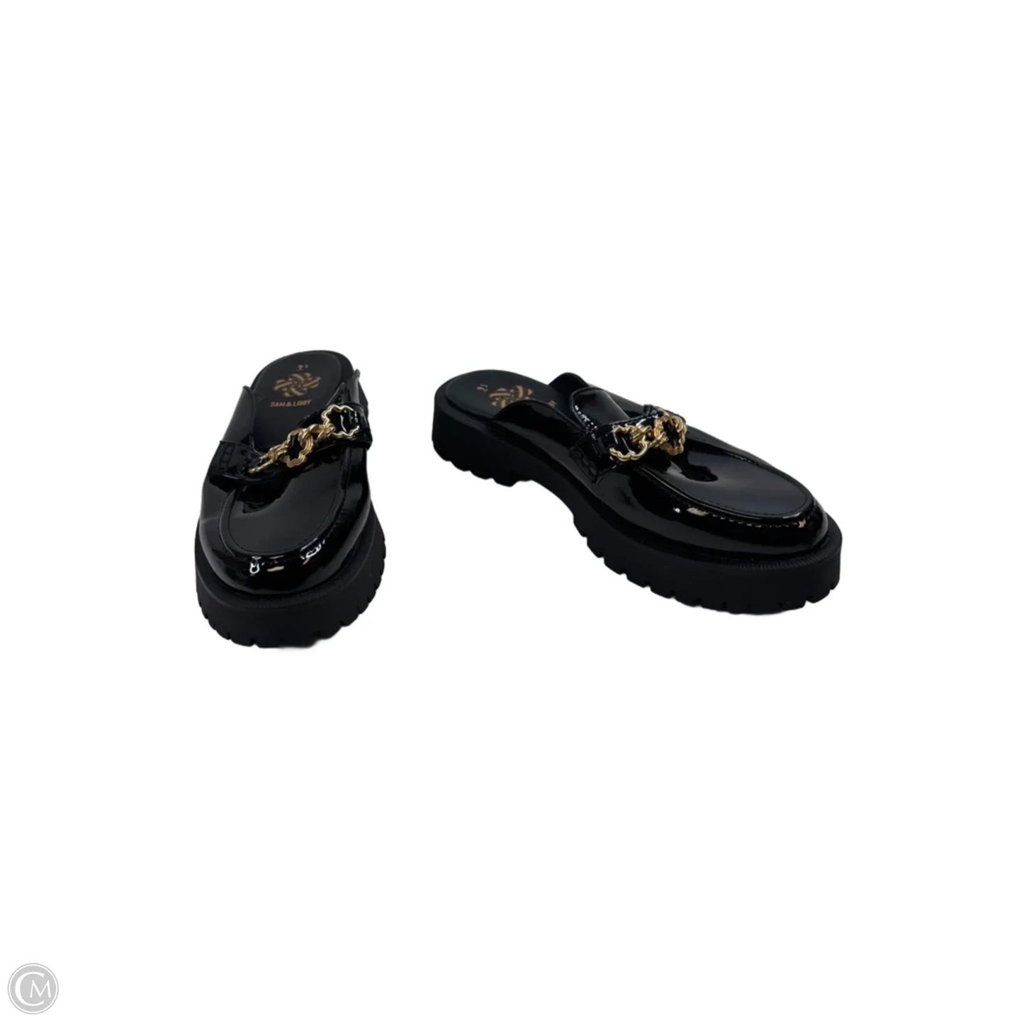 Shoes Flats By Sam And Libby In Black & Gold, Size: 9.5