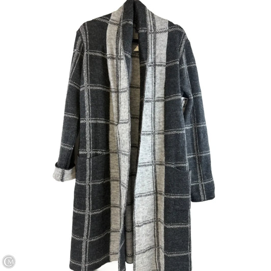 Sweater Cardigan By Tahari In Grey & White, Size: M