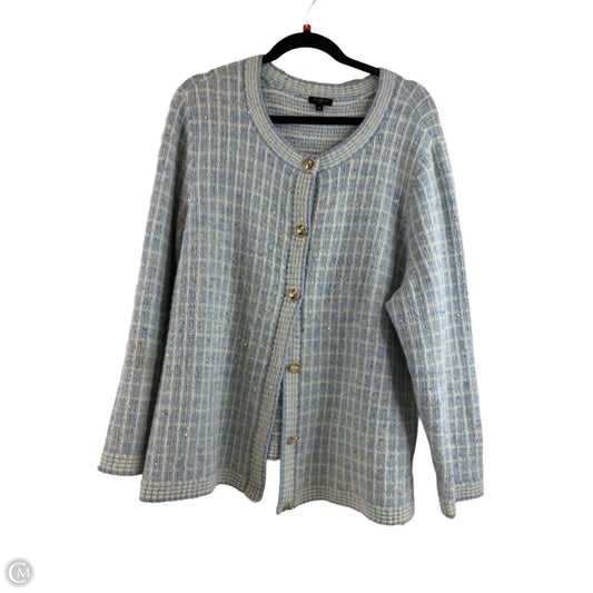Sweater Cardigan By Talbots In Blue & White, Size: 2x