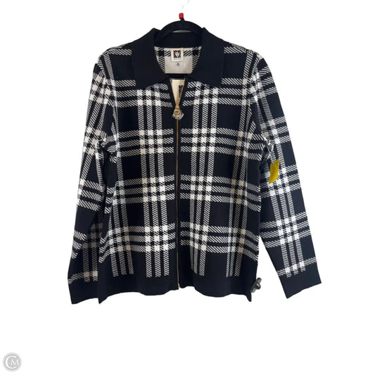 Sweater Cardigan By Anne Klein In Black & White, Size: M