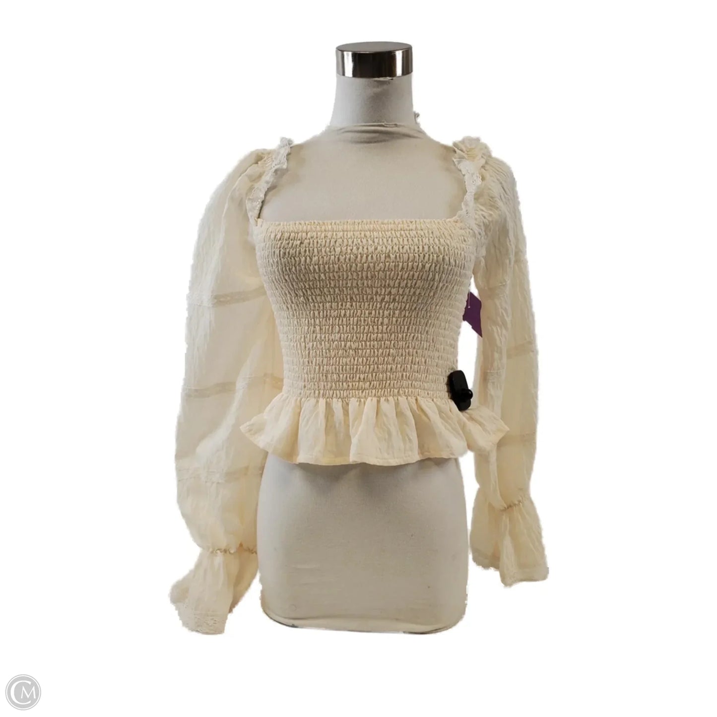 Top Long Sleeve By Forever 21 In Cream, Size: S