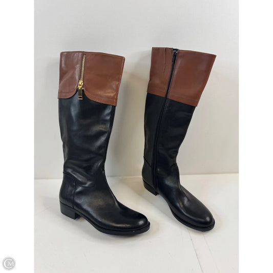 Boots Mid-calf Heels By Tommy Hilfiger In Black & Brown, Size: 7