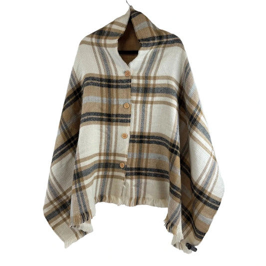 Poncho By Clothes Mentor In Brown & Cream, Size: Osfm