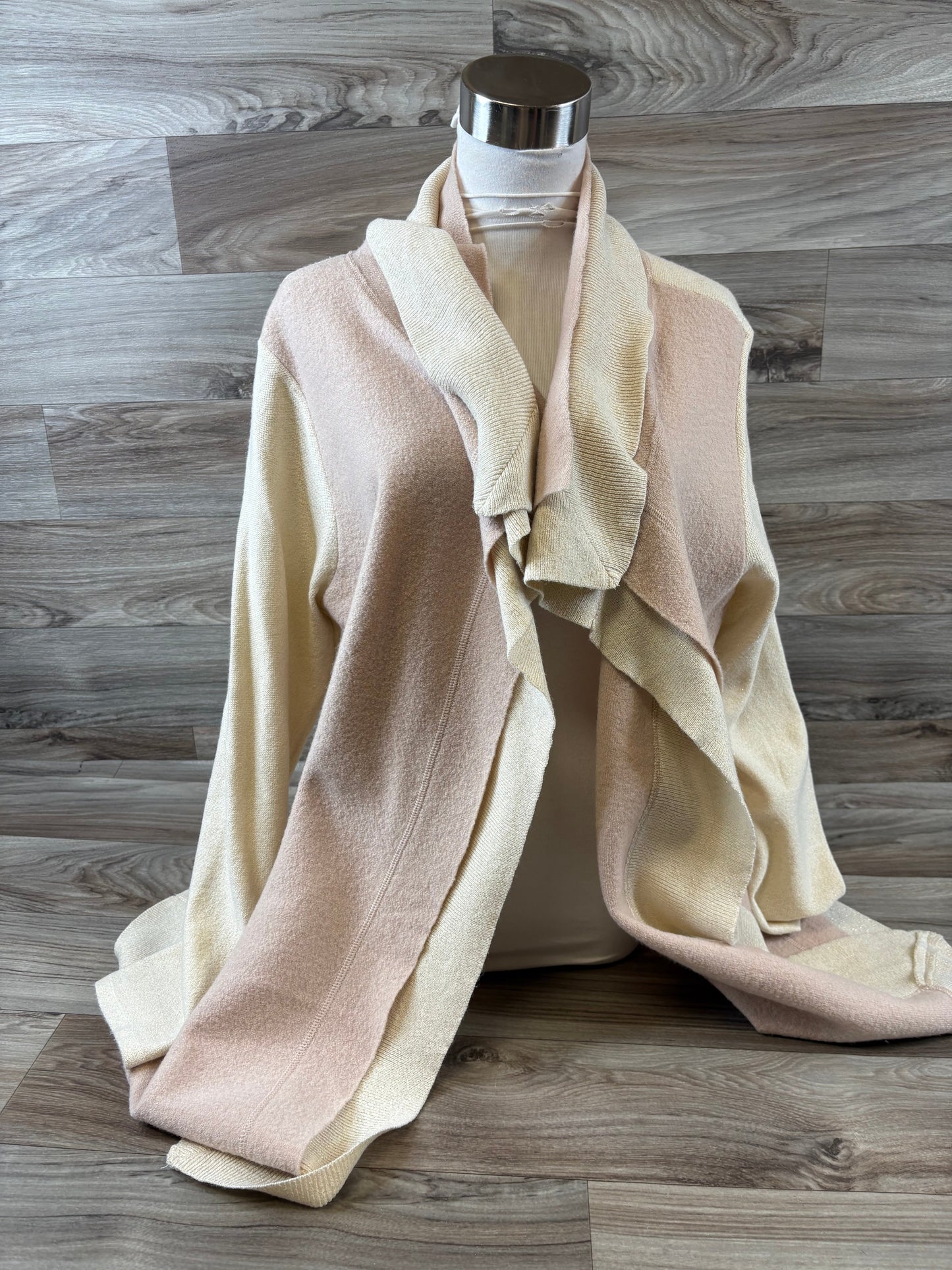 Sweater Cardigan By Chicos In Gold & Pink, Size: L