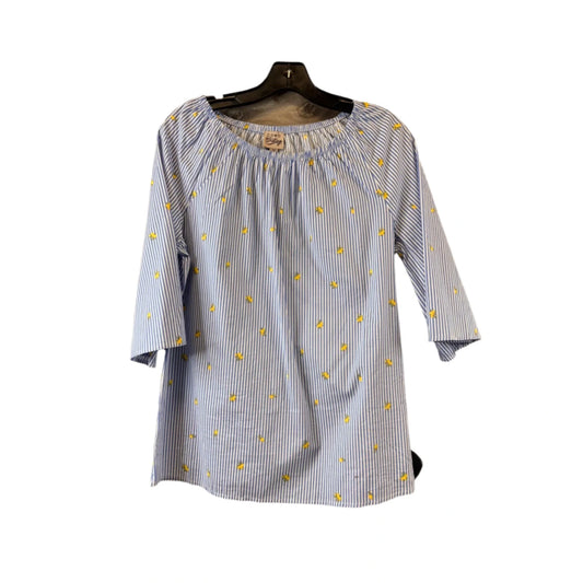 Top Short Sleeve By Como Vintage In Blue & White, Size: M