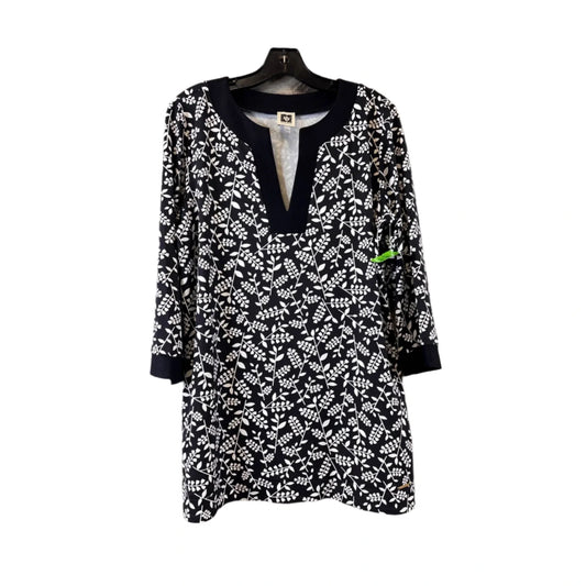 Top Long Sleeve By Anne Klein In Black & White, Size: L