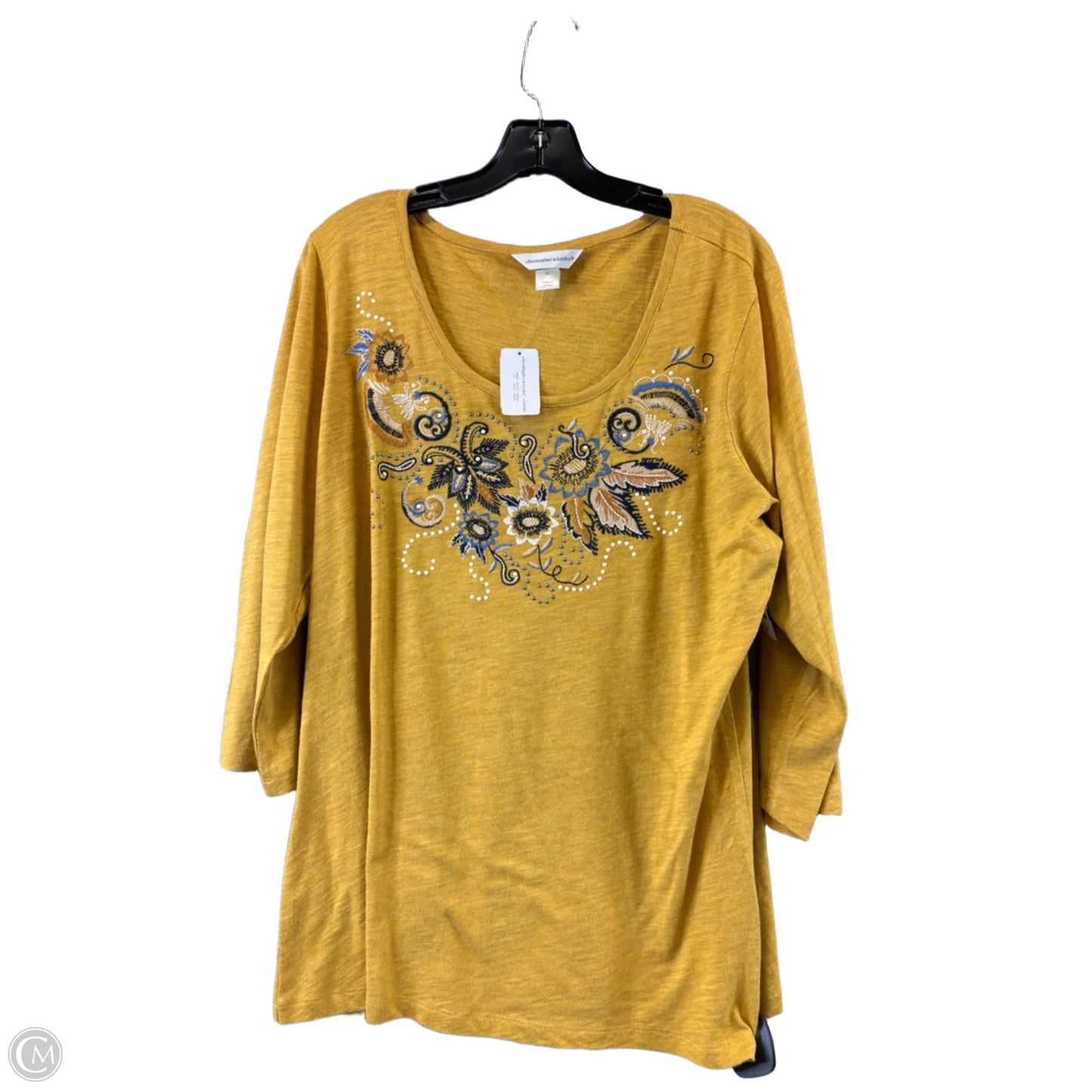 Top 3/4 Sleeve By Christopher And Banks In Yellow, Size: Xl