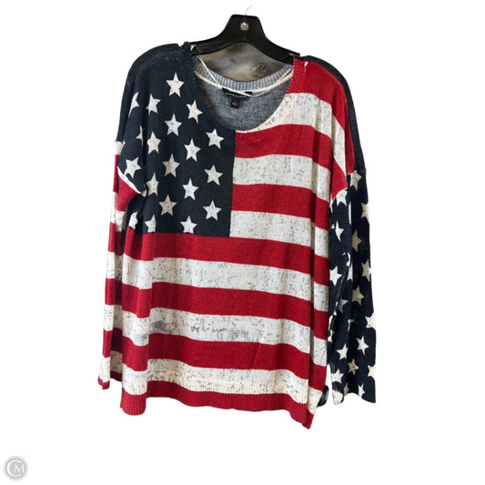 Top Long Sleeve By Rock And Republic In Blue Red & White, Size: Xl