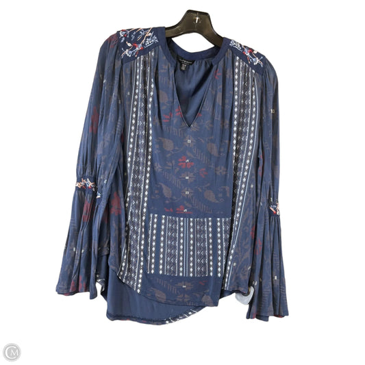 Top Long Sleeve Basic By Lucky Brand In Blue & White, Size: Xs