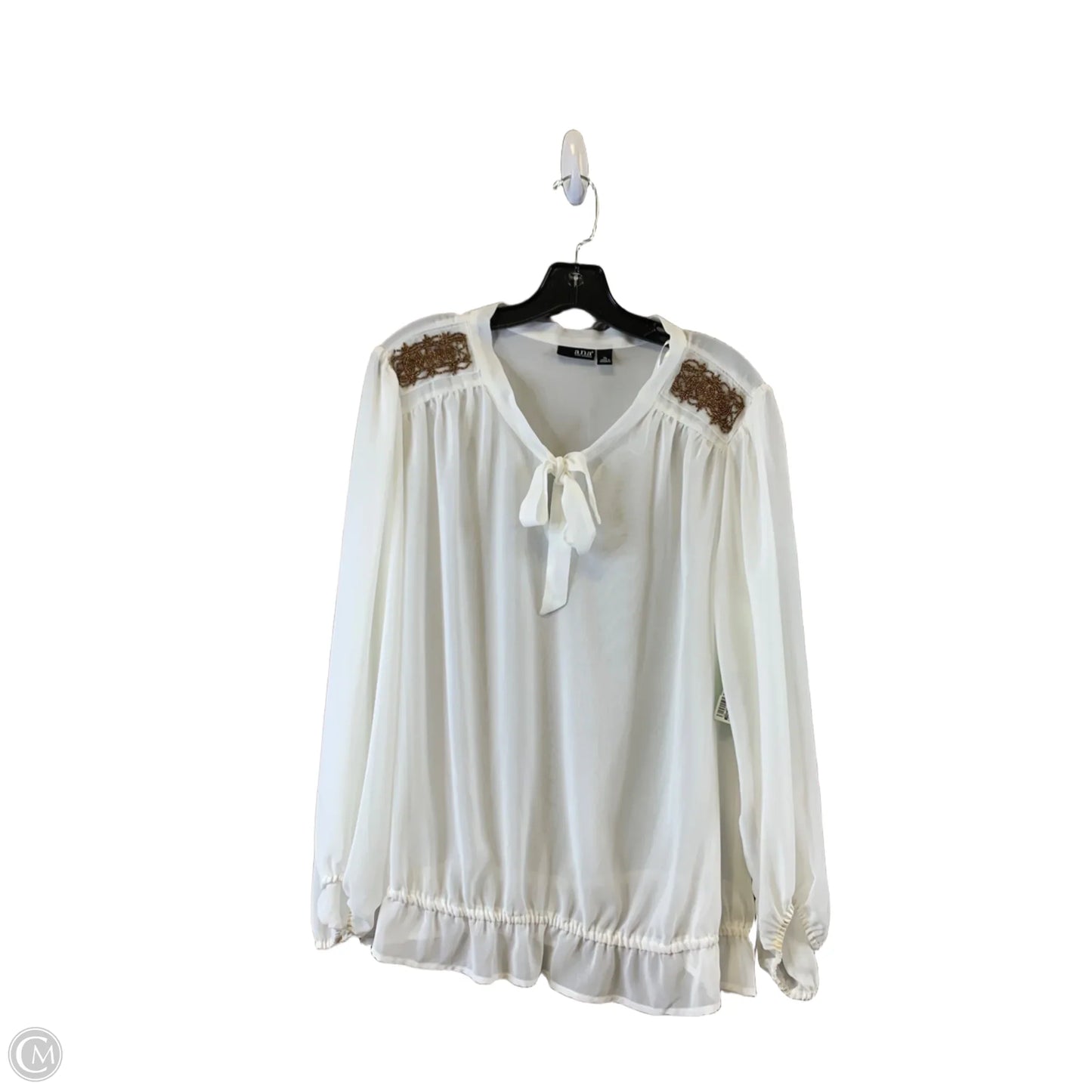 Top Long Sleeve By Ana In White, Size: Xl