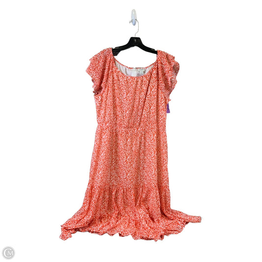 Dress Casual Midi By J. Crew In Orange & White, Size: Xl