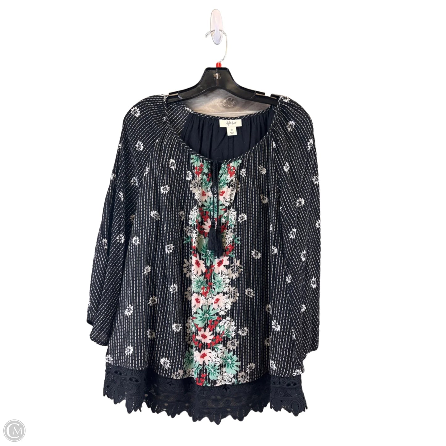 Top Long Sleeve Basic By Style And Company In Black & Red, Size: M