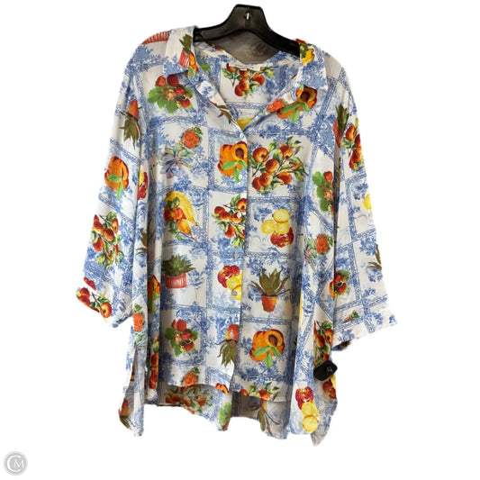 Top 3/4 Sleeve By Rose And Olive In Blue & Orange, Size: 2x