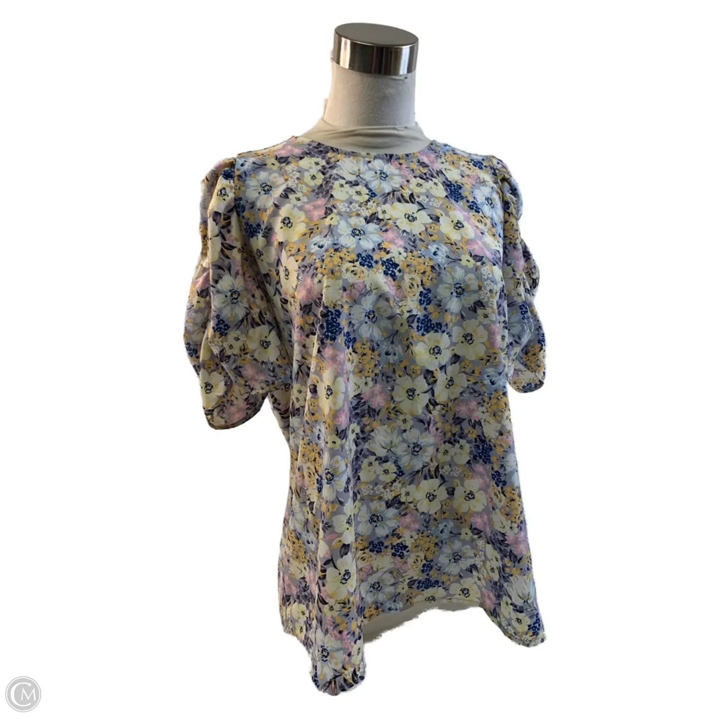 Top Short Sleeve By Pleione In Blue & Purple, Size: L