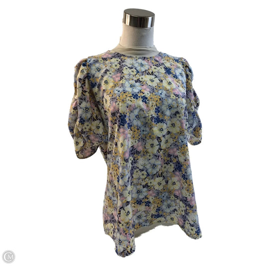 Top Short Sleeve By Pleione In Blue & Purple, Size: L