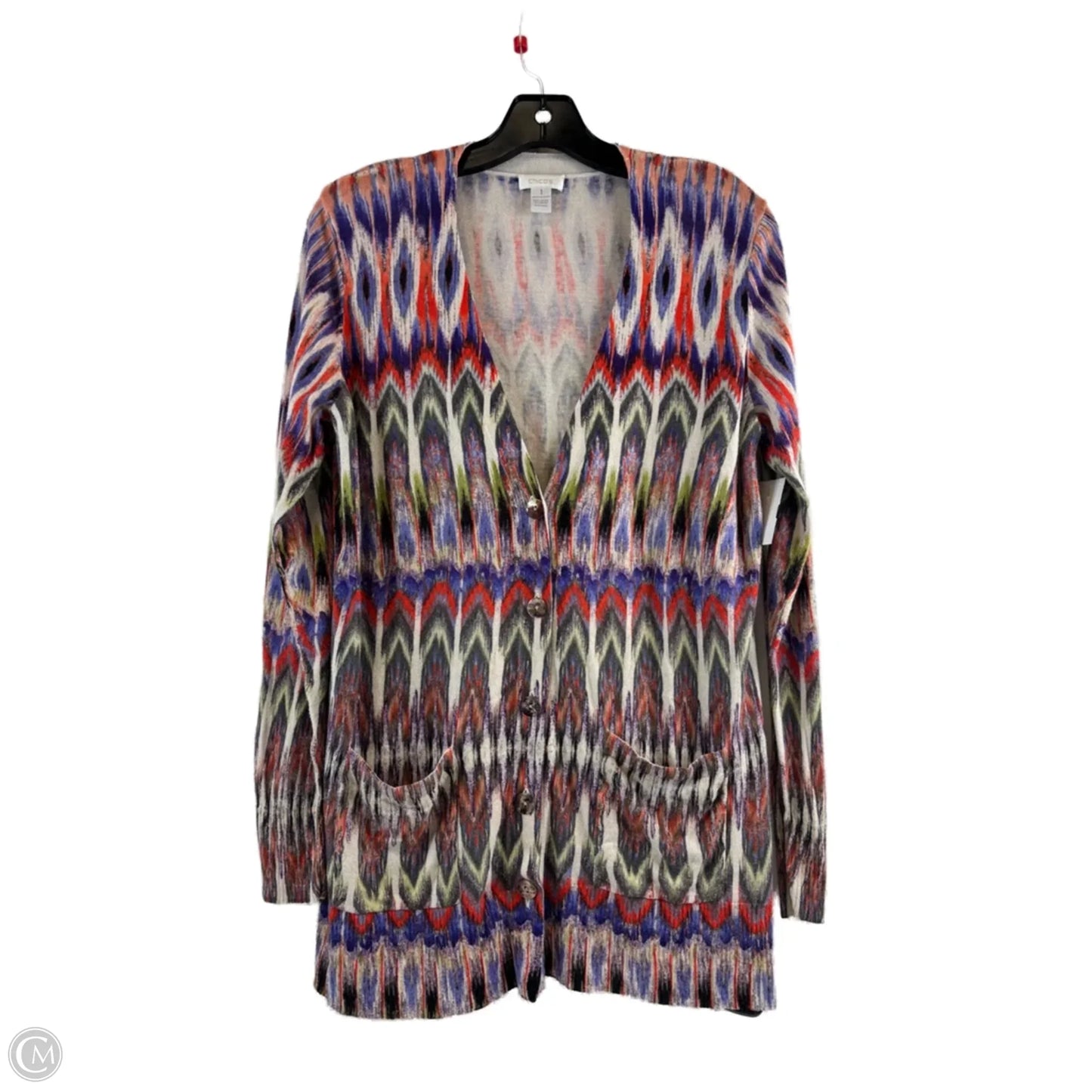 Cardigan By Chicos In Orange & Purple, Size: M
