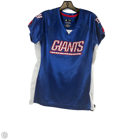 Athletic Top Short Sleeve By Nfl In Blue & White, Size: M