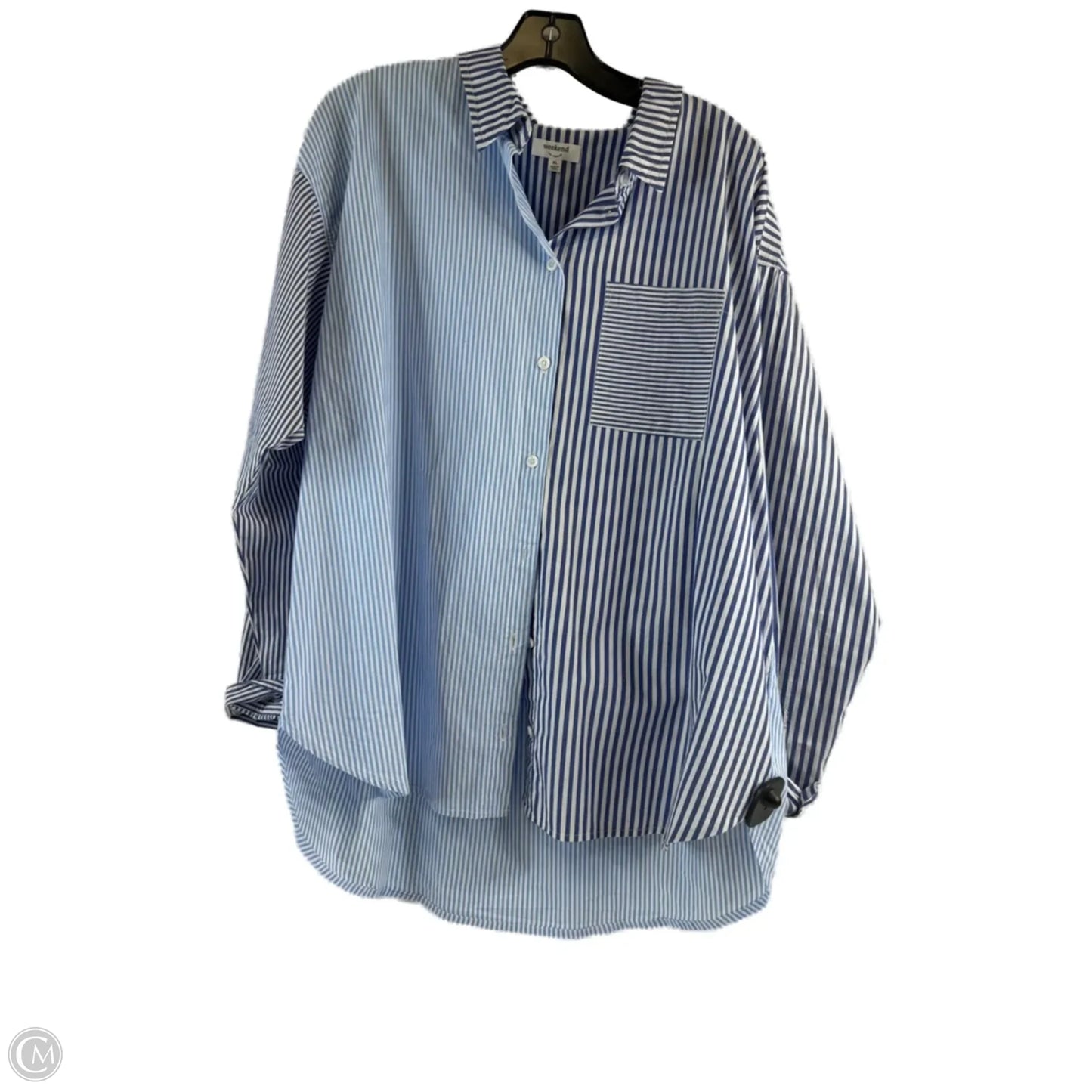 Top Long Sleeve By Clothes Mentor In Blue & White, Size: Xl