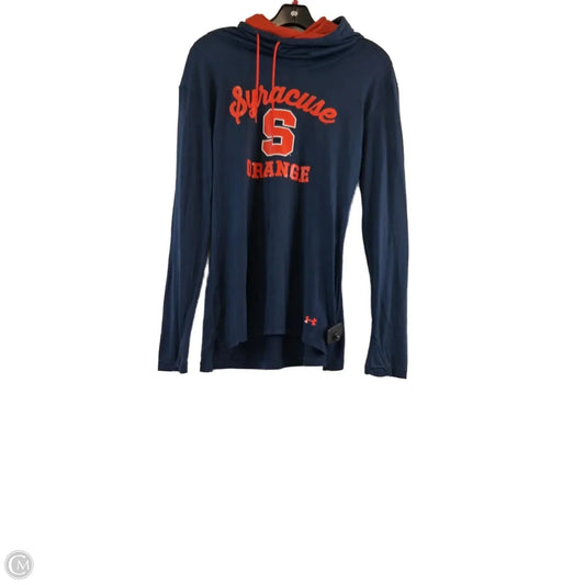 Athletic Top Long Sleeve Collar By Under Armour In Blue & Orange, Size: M
