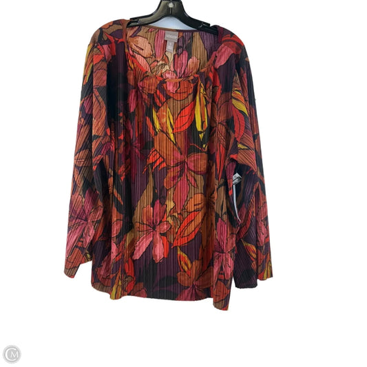 Top Long Sleeve By Chicos In Orange & Red, Size: Xl