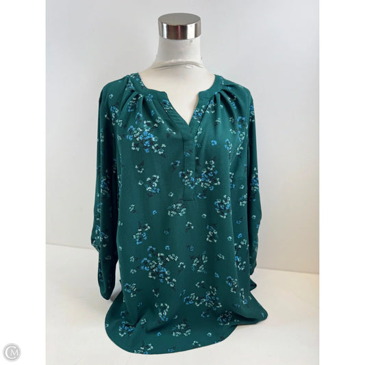 Top 3/4 Sleeve By 41 Hawthorn In Blue & Green, Size: 1x
