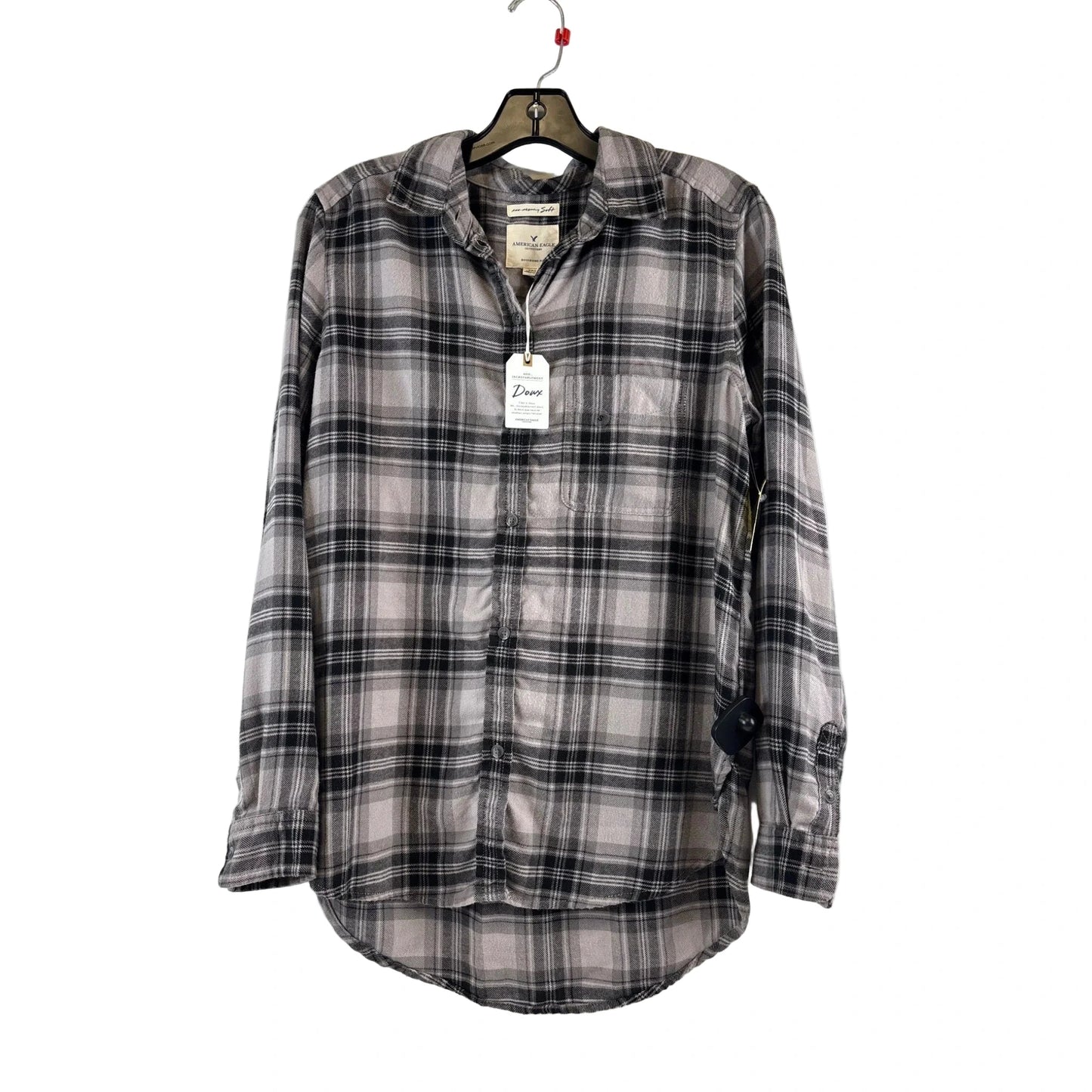 Top Long Sleeve By American Eagle In Black & Grey, Size: S