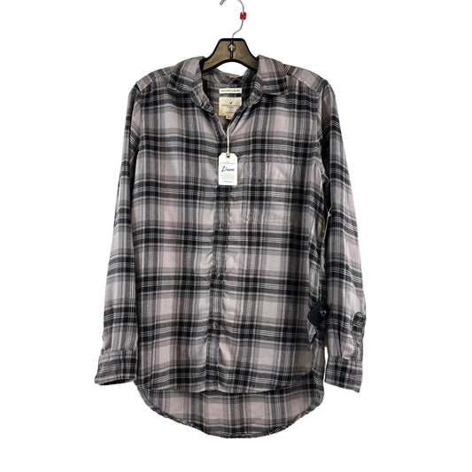 Top Long Sleeve By American Eagle In Black & Grey, Size: S