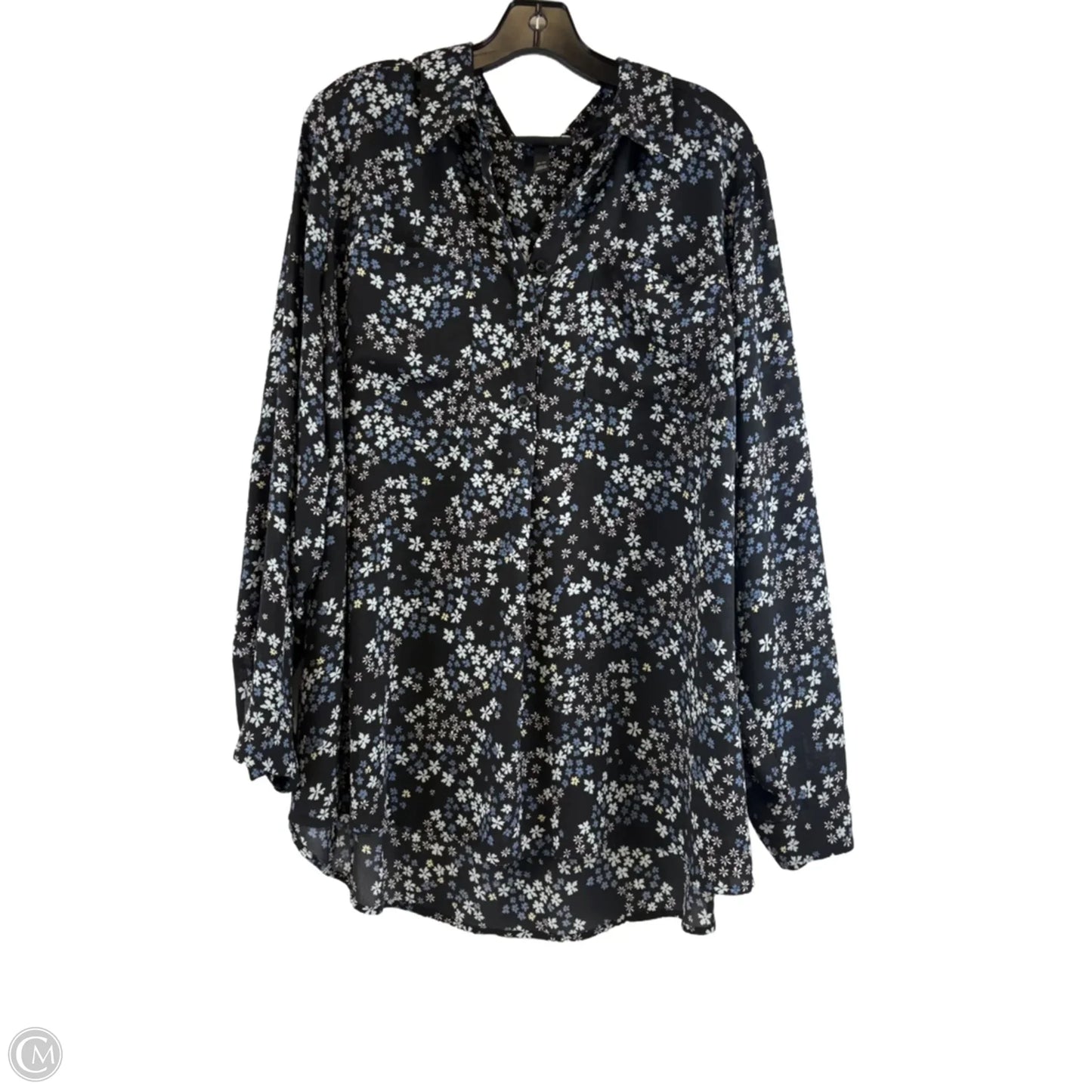 Top Long Sleeve By Lane Bryant In Black & Blue, Size: 1x