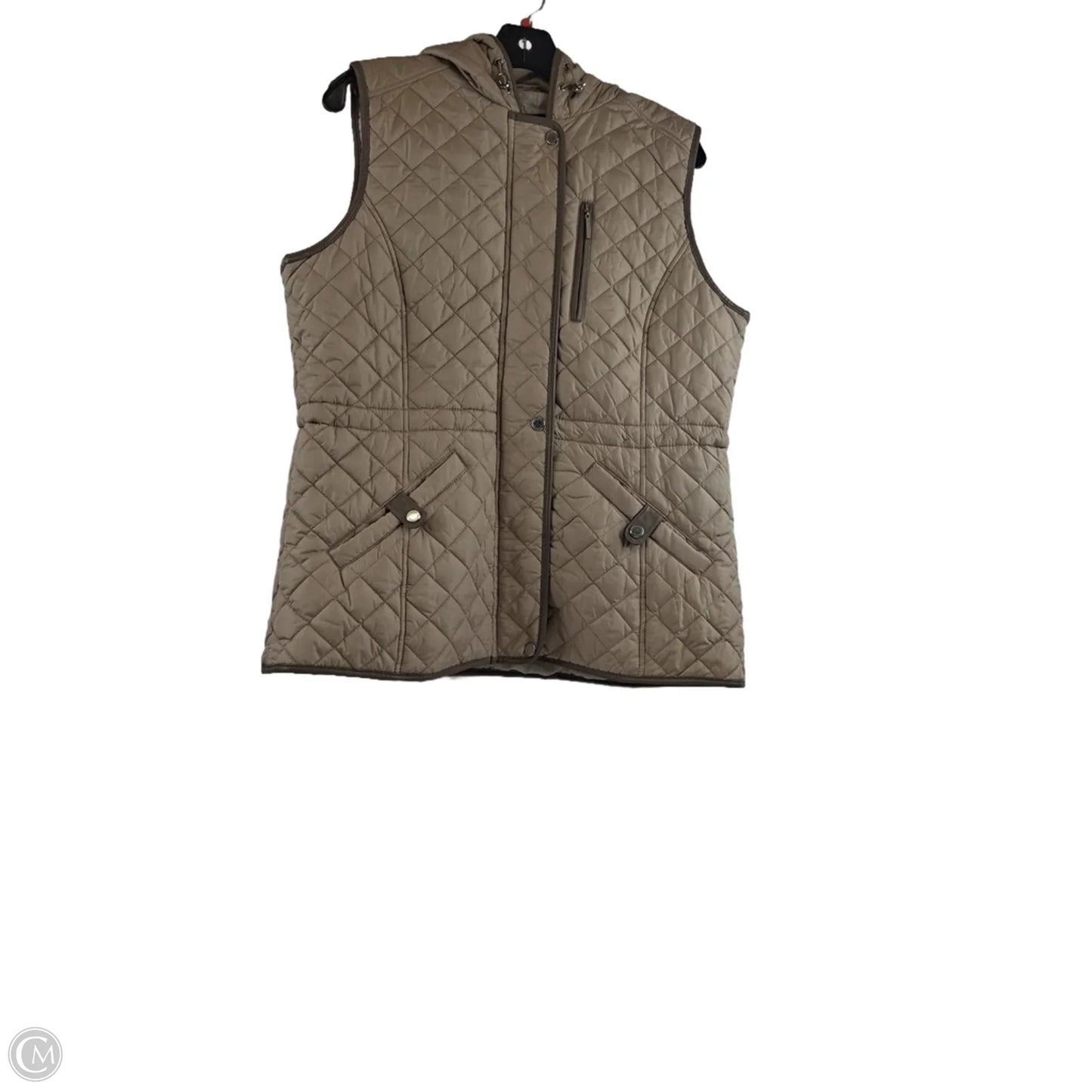 Vest Puffer & Quilted By Weatherproof In Beige, Size: L