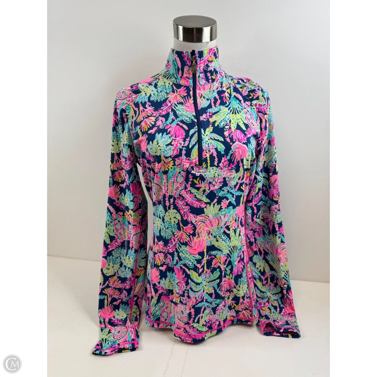 Top Long Sleeve Designer By Lilly Pulitzer In Blue & Pink, Size: M