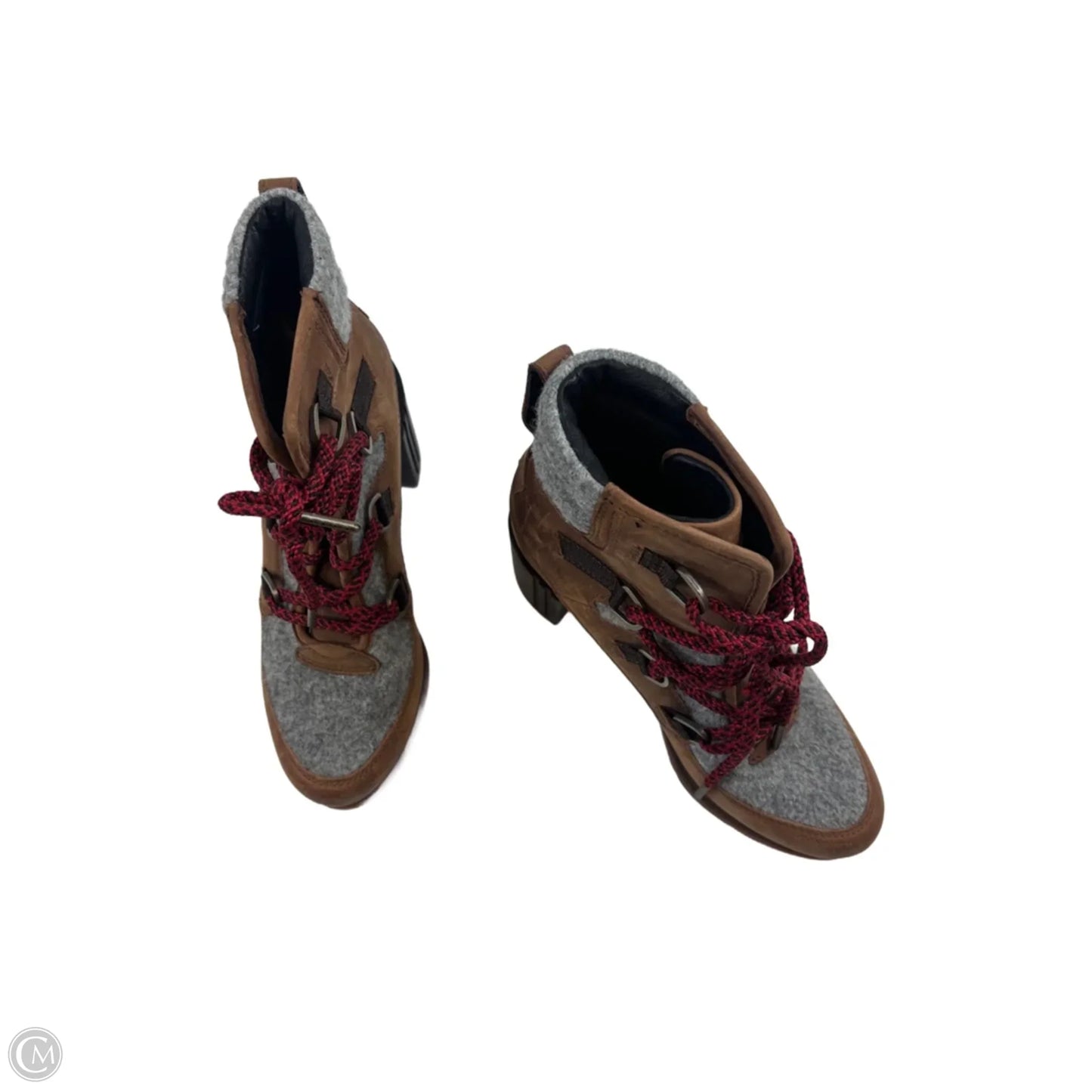 Boots Ankle Heels By Sorel In Brown & Grey, Size: 7