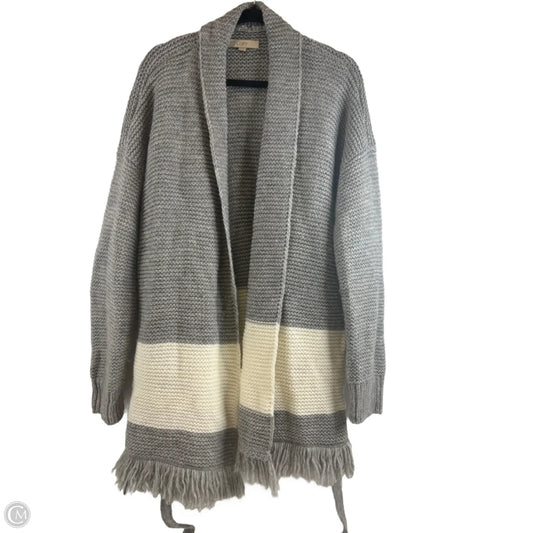 Sweater Cardigan By Loft In Grey & White, Size: Xl