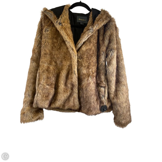 Jacket Faux Fur & Sherpa By Clothes Mentor In Bronze, Size: L