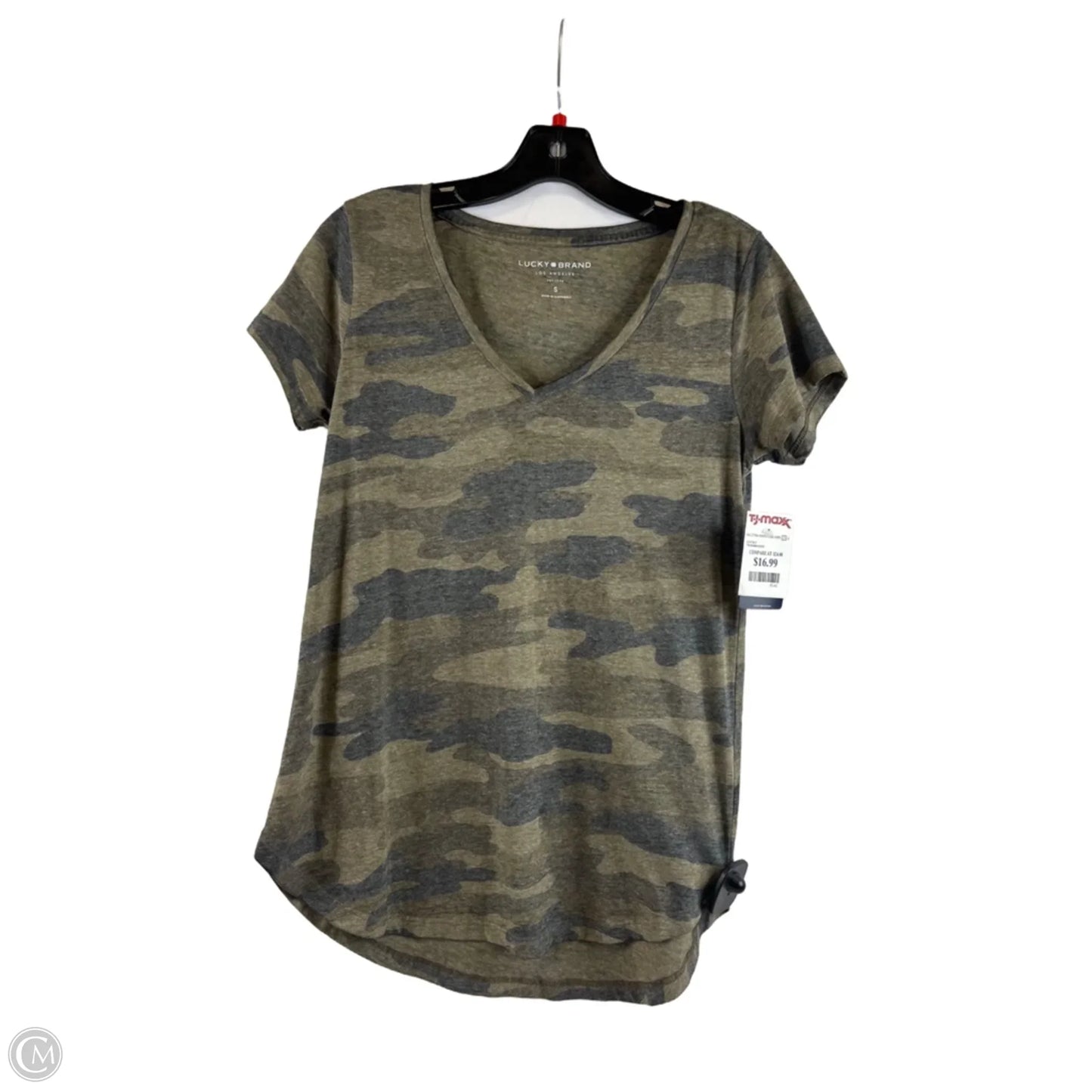 Top Short Sleeve Basic By Lucky Brand In Camouflage Print, Size: S