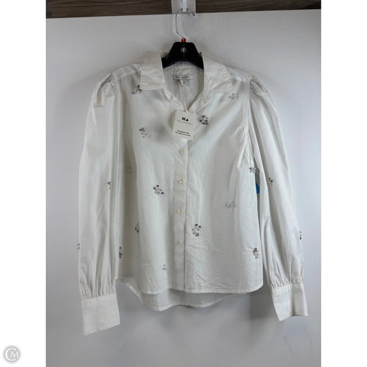 Top Long Sleeve By Free Assembly In White, Size: S