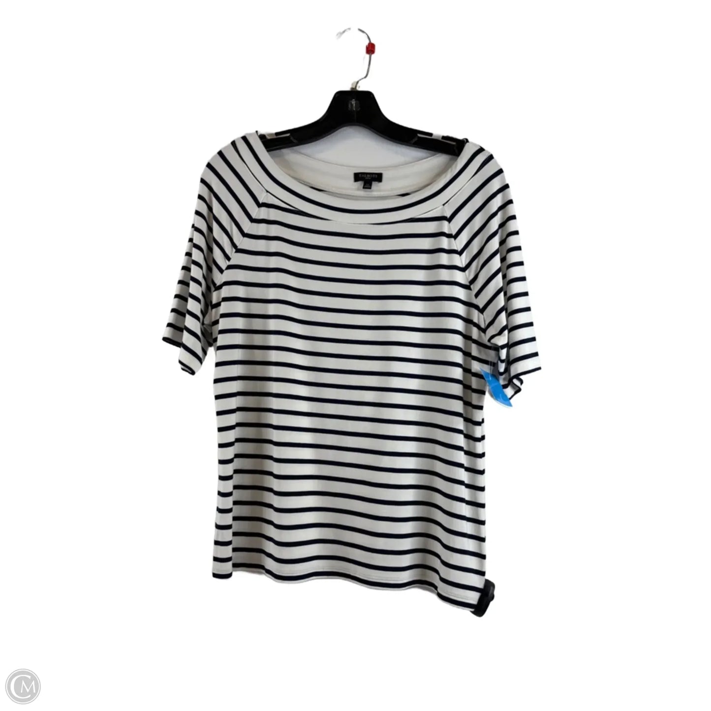 Top Short Sleeve Basic By Talbots In Blue & White, Size: Lp