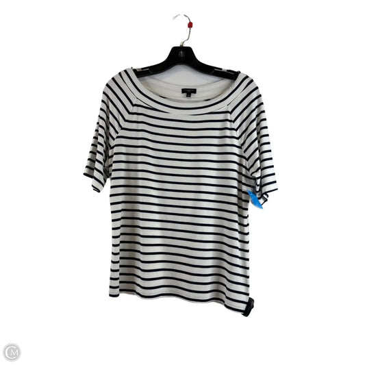 Top Short Sleeve Basic By Talbots In Blue & White, Size: Lp