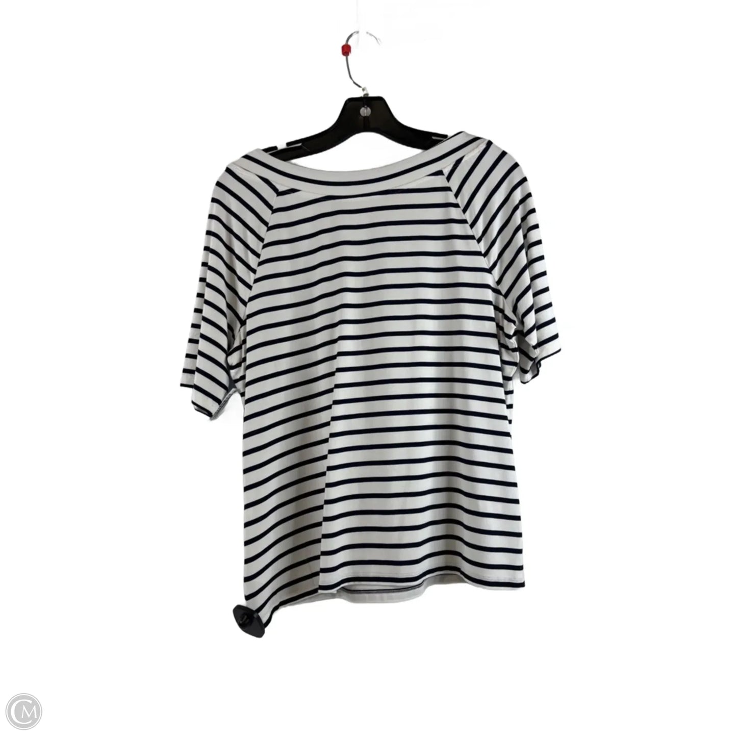 Top Short Sleeve Basic By Talbots In Blue & White, Size: Lp