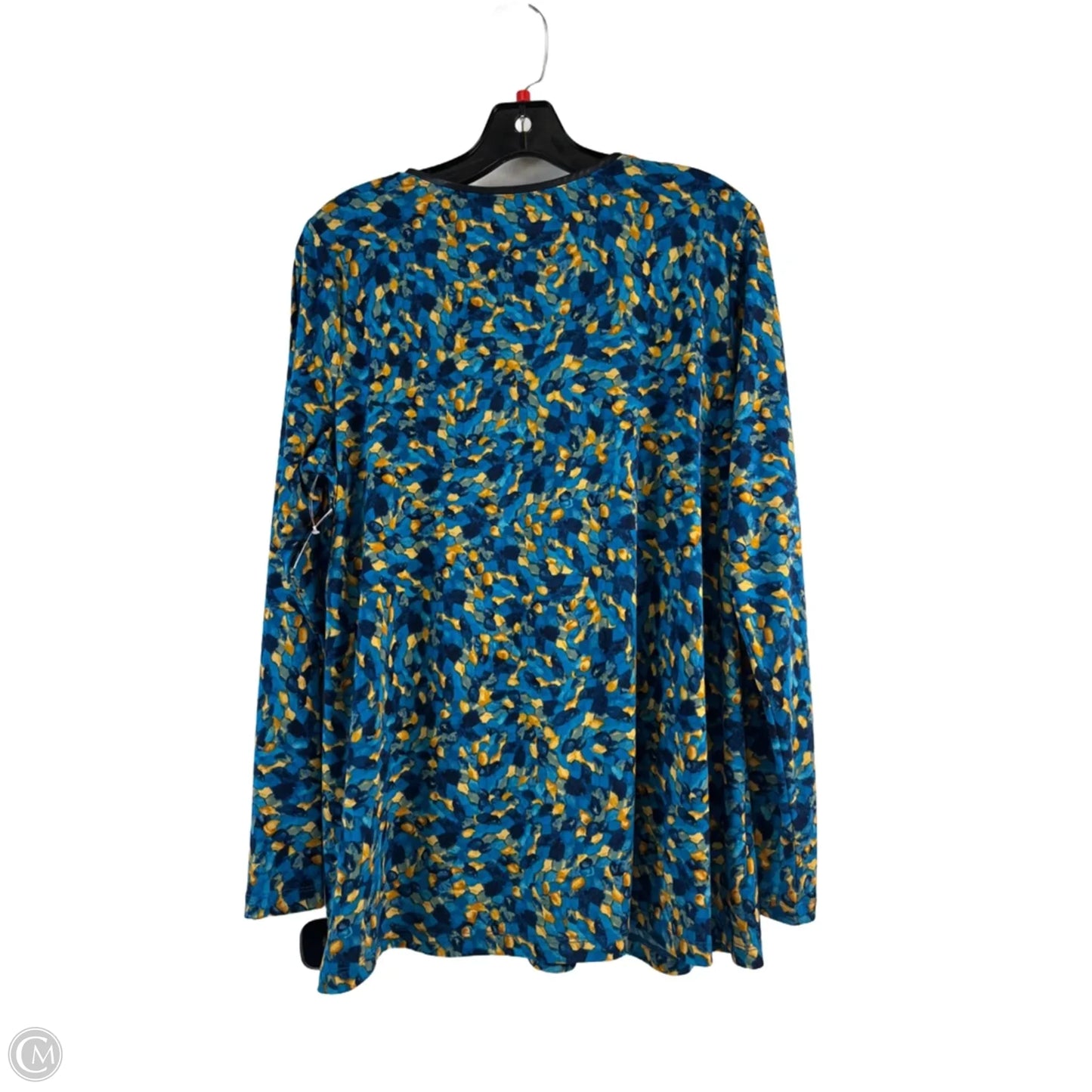 Top Long Sleeve By Susan Graver In Blue & Yellow, Size: L