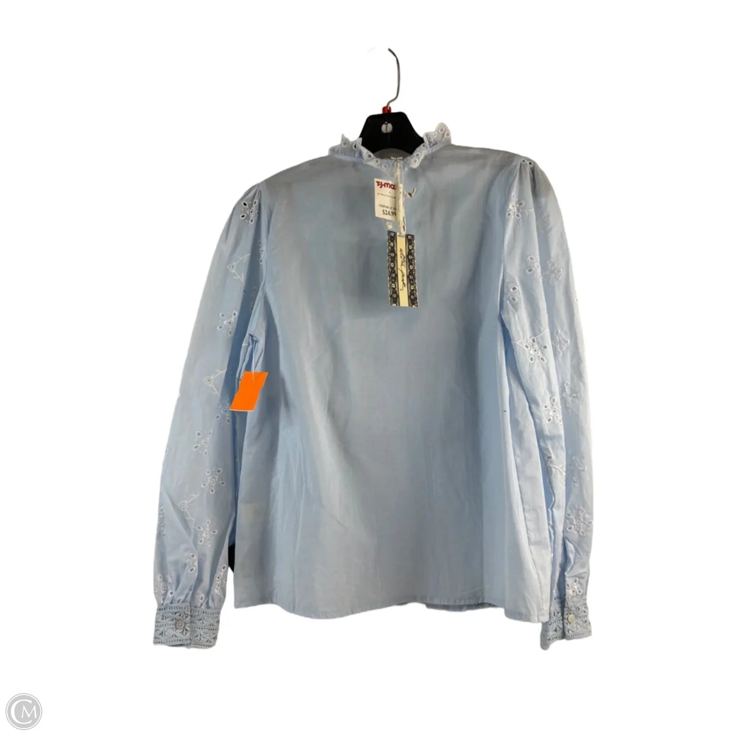 Top Long Sleeve By Ultra Pink In Blue & White, Size: S