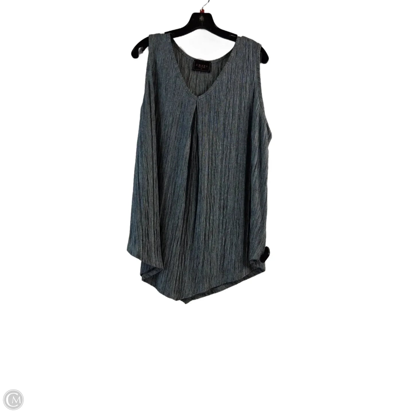 Top Sleeveless By Amanda In Blue & Silver, Size: 2x